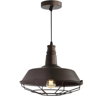 Farmhouse 14.25" Adjustable Industrial Metal LED Pendant - JONATHAN Y